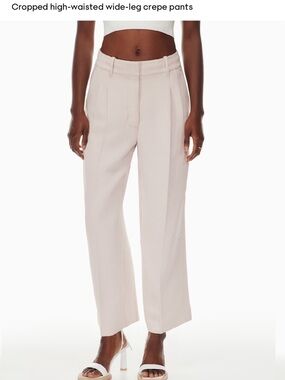 Wilfred Cropped High-Waisted Wide-Leg Pants in Light Beige